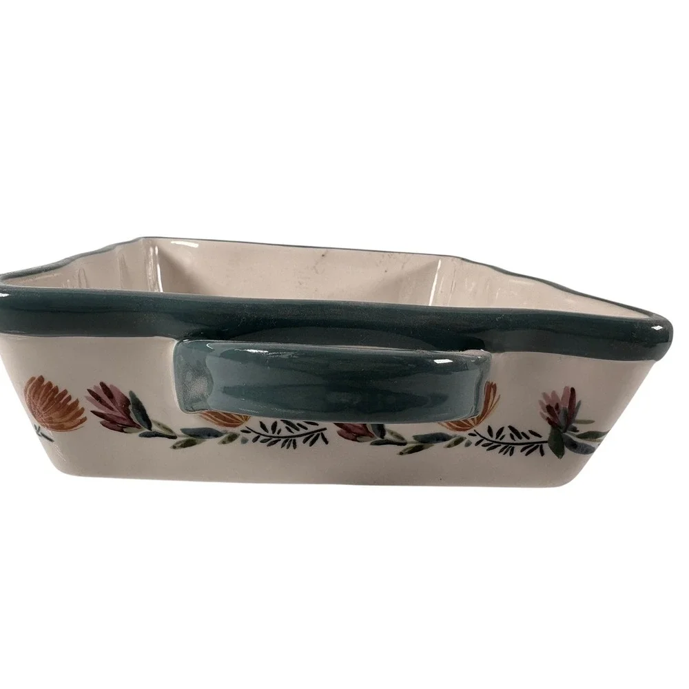 Threshold Baking Dish Unisex 8x8 Cream Floral Excellent Stoneware Scalloped Rim